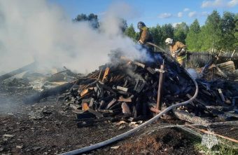 Огонь уничтожил гараж в деревне в Тверской области