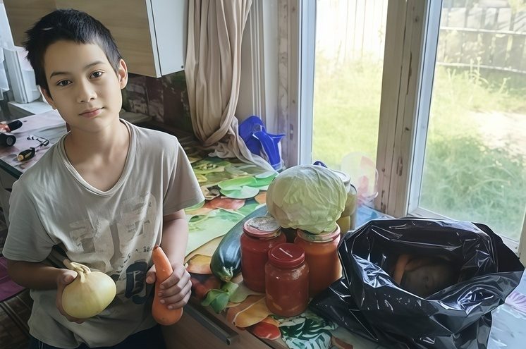 Многодетным семьям в Андреаполе вручили домашние заготовки и овощи