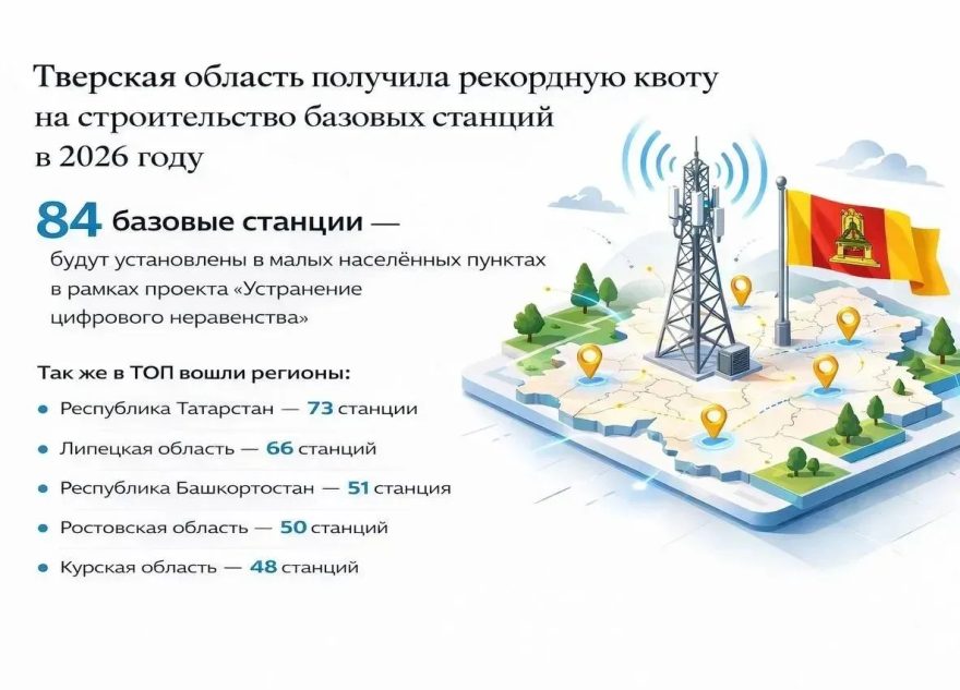 В Тверской области построят больше 80 новых базовых станций