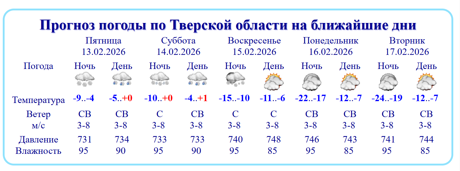 В Тверскую область возвращаются 20-градусные морозы