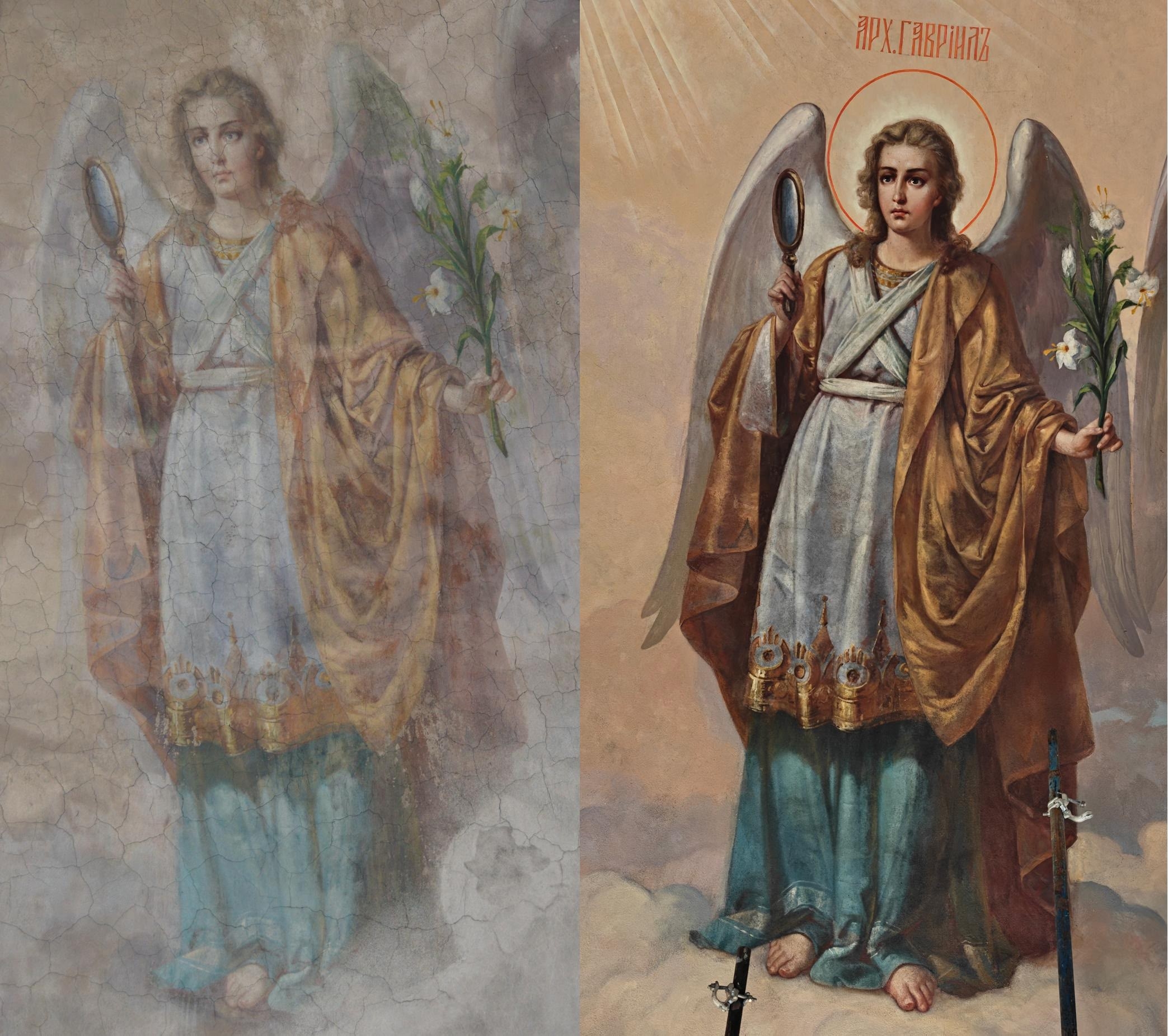 Мастера-иконописцы восстановили фигуры архангелов в соборе Тверской области