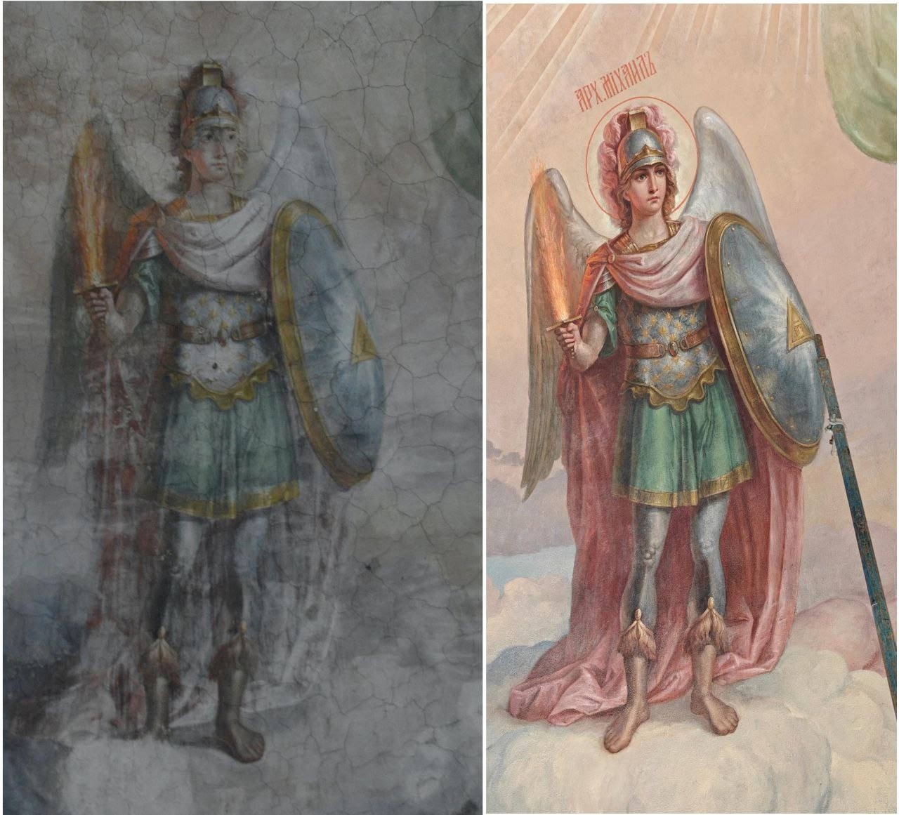 Мастера-иконописцы восстановили фигуры архангелов в соборе Тверской области