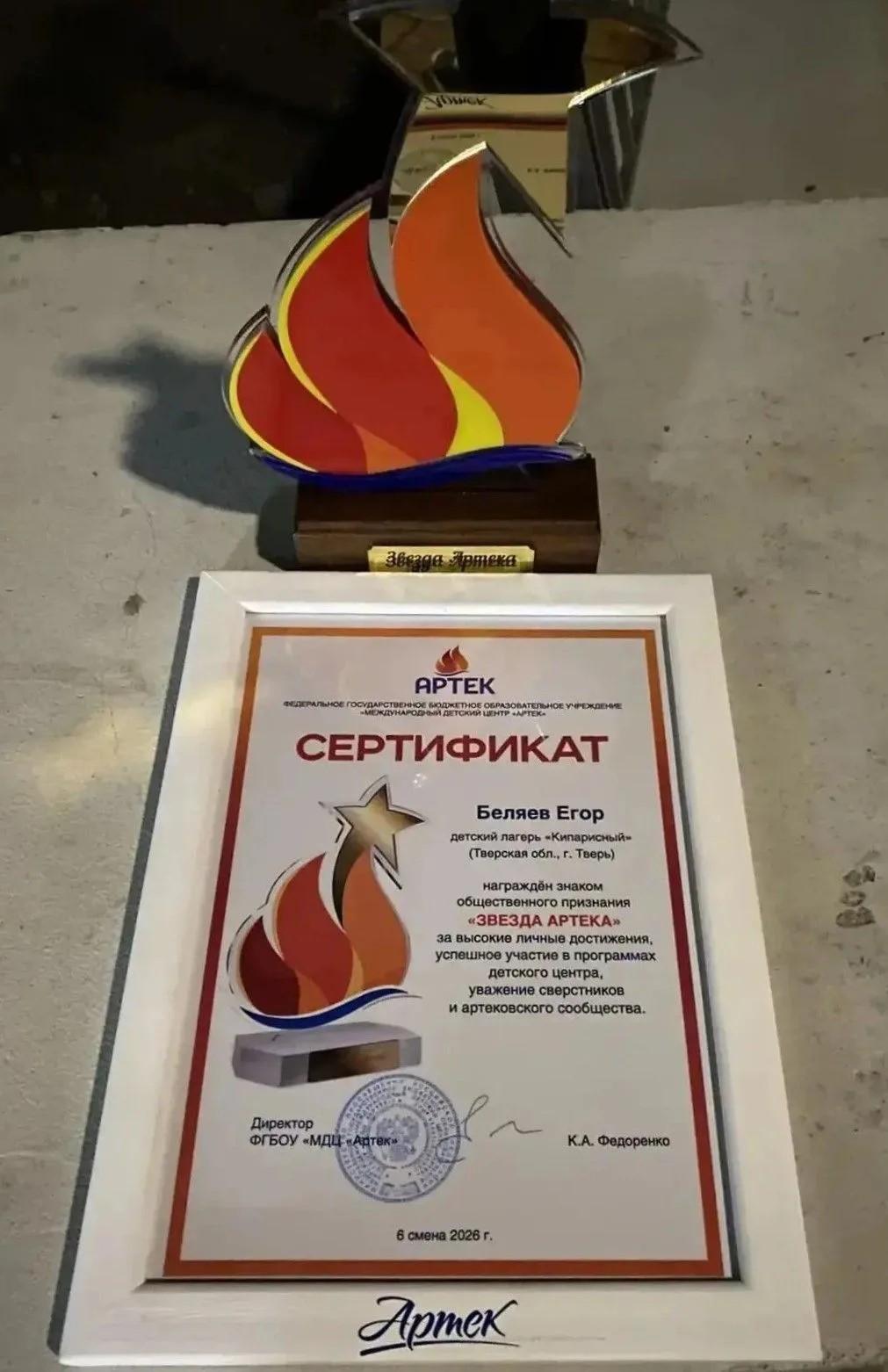 Школьник из Твери получил высшую награду Международного детского центра «Артек»