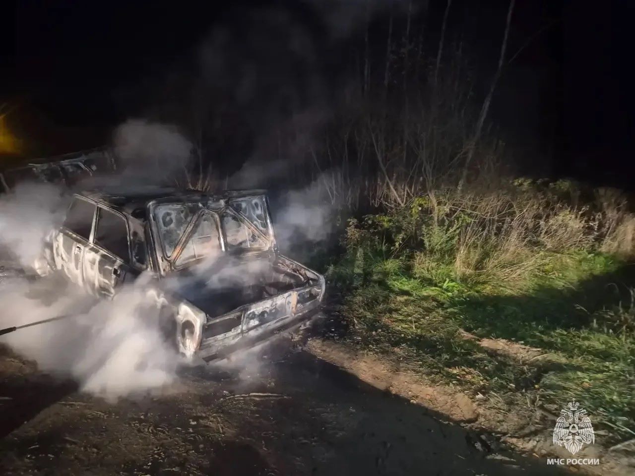 В Тверской области пожарные тушили автомобиль