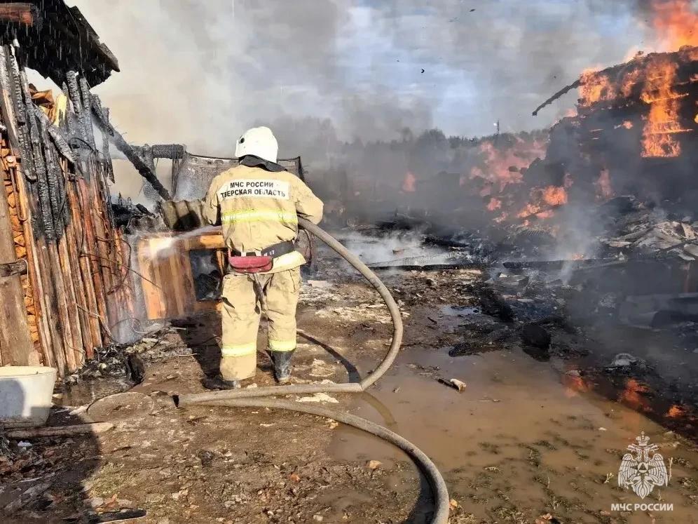 В деревне Тверской области загорелся жилой дом
